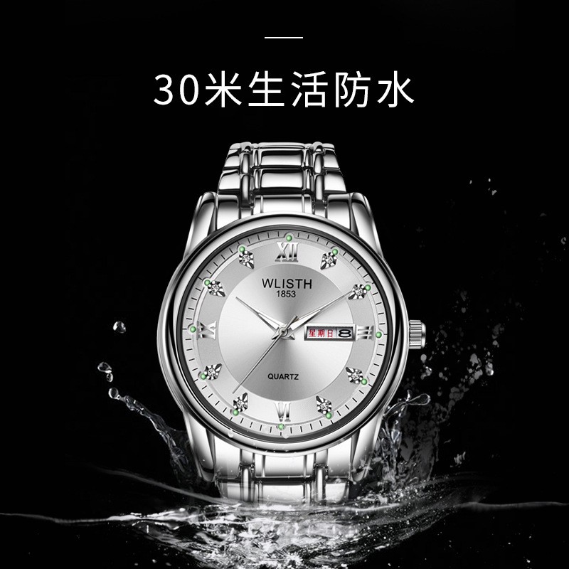 Đồng hồ nam, đồng hồ đeo tay nam WLISTH dây thép sang trọng, đẳng cấp S506