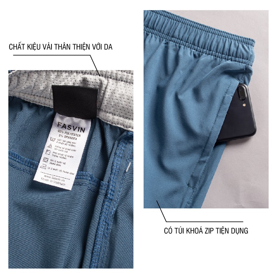 Quần đùi thể thao nam Fasvin Q21450.HN vải gió chun trơn mát co giãn thoải mái. | BigBuy360 - bigbuy360.vn