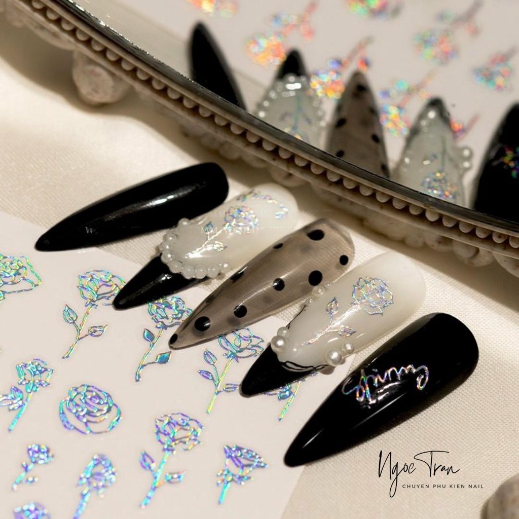 Sticker Nail Galaxy 2022 | Hiệu Ứng Laser Cực Quang | Hình Dán Móng Tay