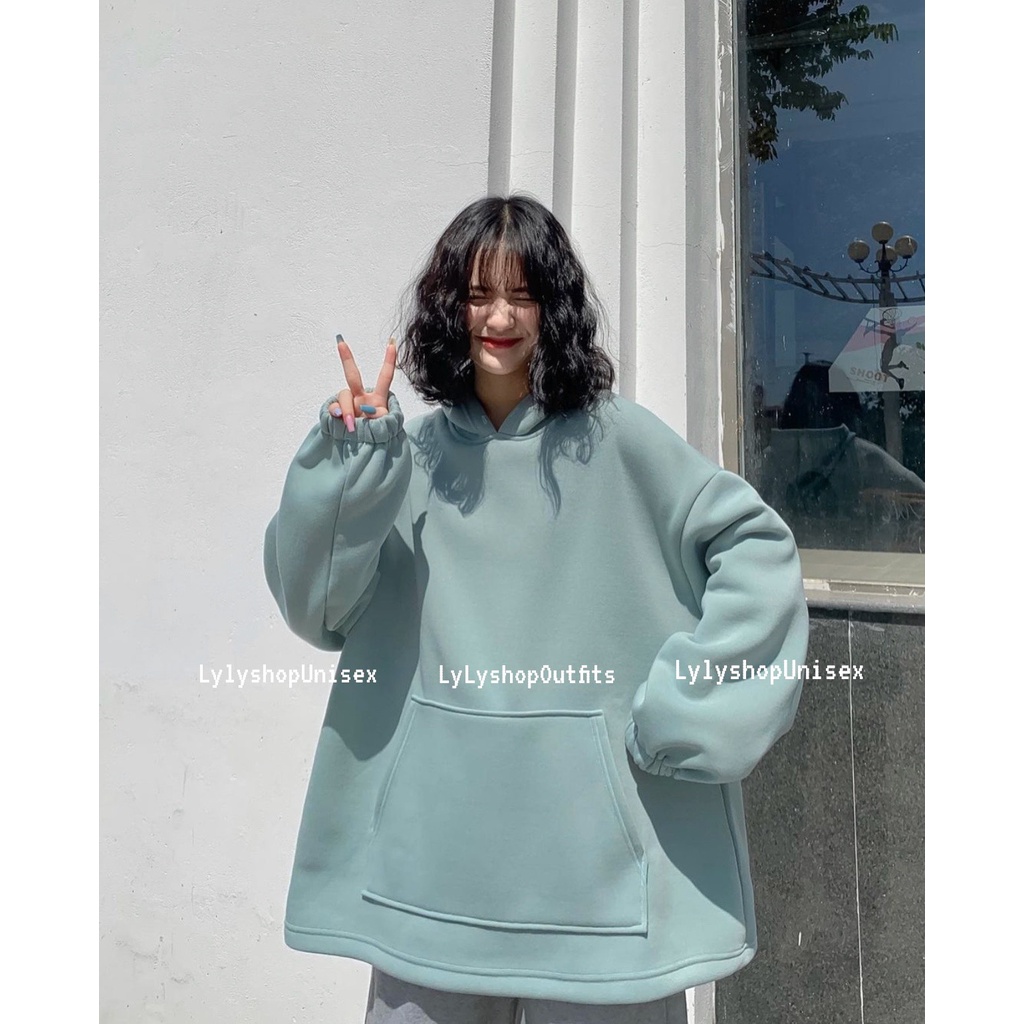 Áo nỉ hoodie Basic LylyshopUnisex, kiểu áo có mũ vải nỉ lót bông dày ovesize form rộng mặc mùa đông trơn màu tay rộng | BigBuy360 - bigbuy360.vn