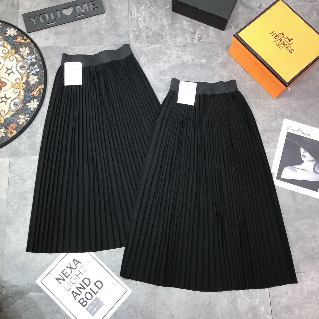 Chân váy xếp ly dài Cạp chun ĐEN(kèm ảnh thật,video)(TranHuongShop - chuyên đồ nữ) | BigBuy360 - bigbuy360.vn
