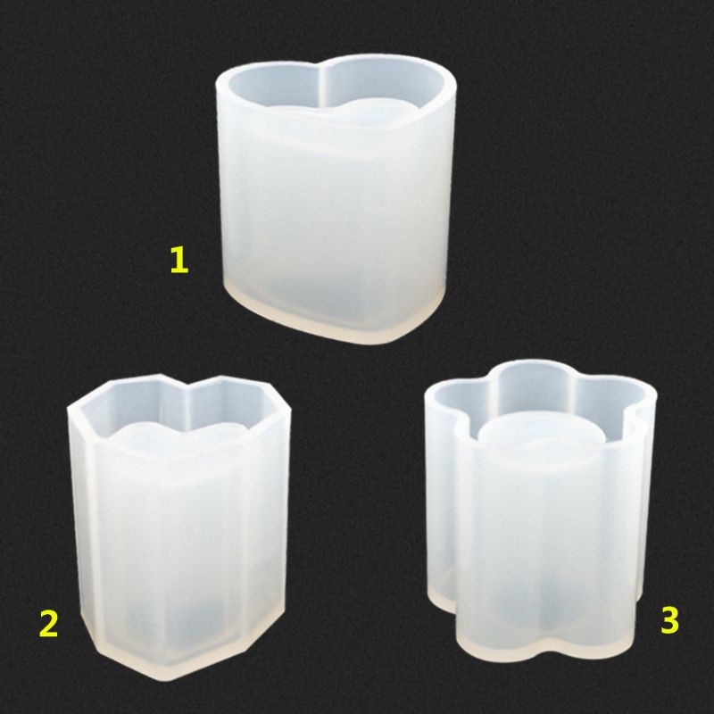 Khuôn silicon đổ nhựa resin epoxy tự làm hộp đựng bút để bàn làm việc tạo hình trái tim/ hoa trang trí đẹp mắt