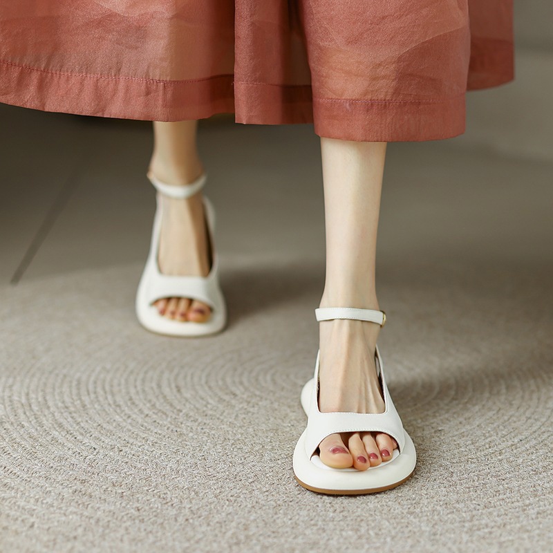 Xăng đan IELGY mũi tròn màu trơn thoải mái thời trang đi biển cho nữ