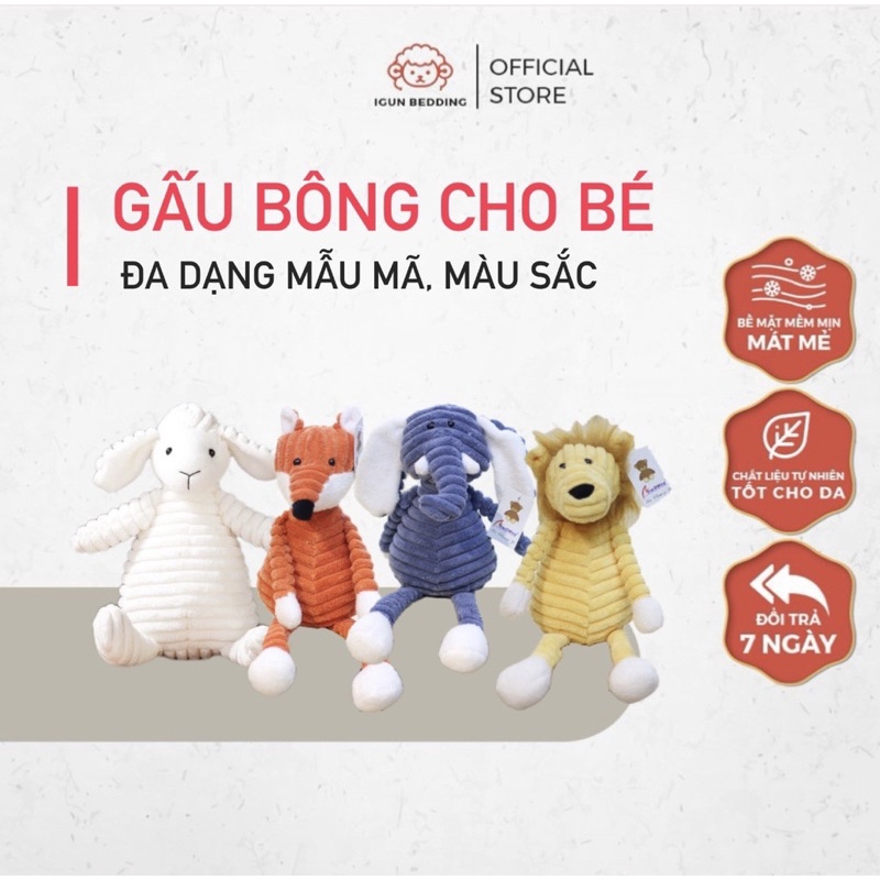 Thú Nhồi Bông IGUN BEDDING Cho Bé Ôm Đi Ngủ, Đồ Chơi Trẻ Em (Chọn Màu)