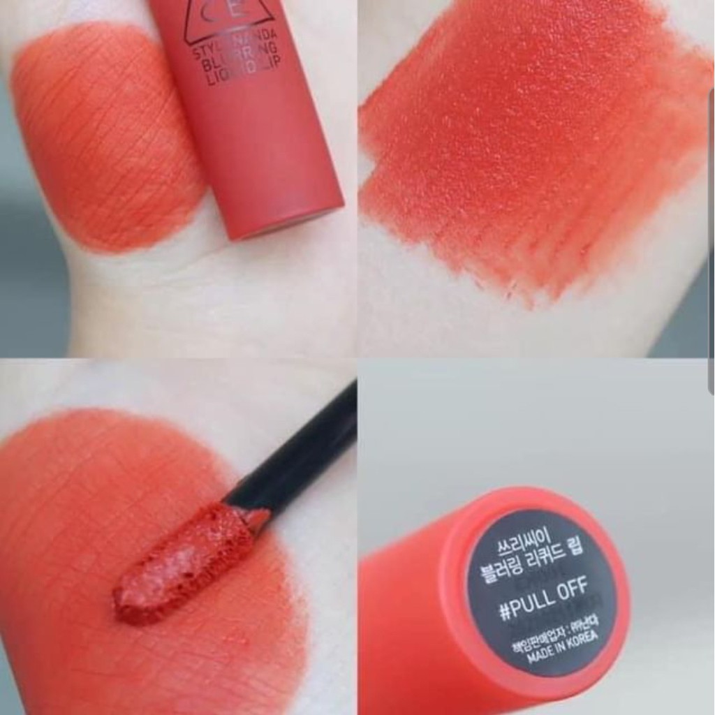 Son 3CE Blurring Liquid Lip Pull Off Màu Cam CÀ RỐT
