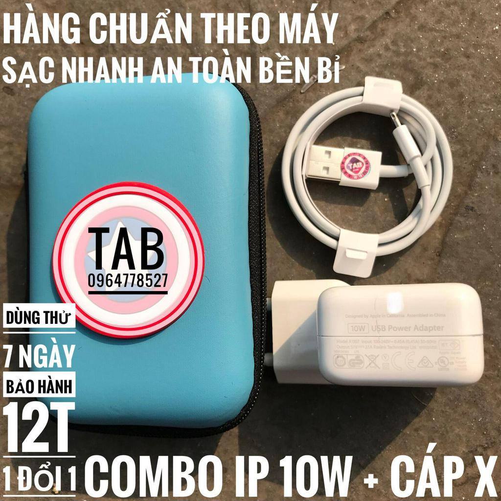 Combo Củ Sạc IP 10w + Cáp X Bóc Máy (Tặng Hộp Đựng) - Bảo Hành 12T