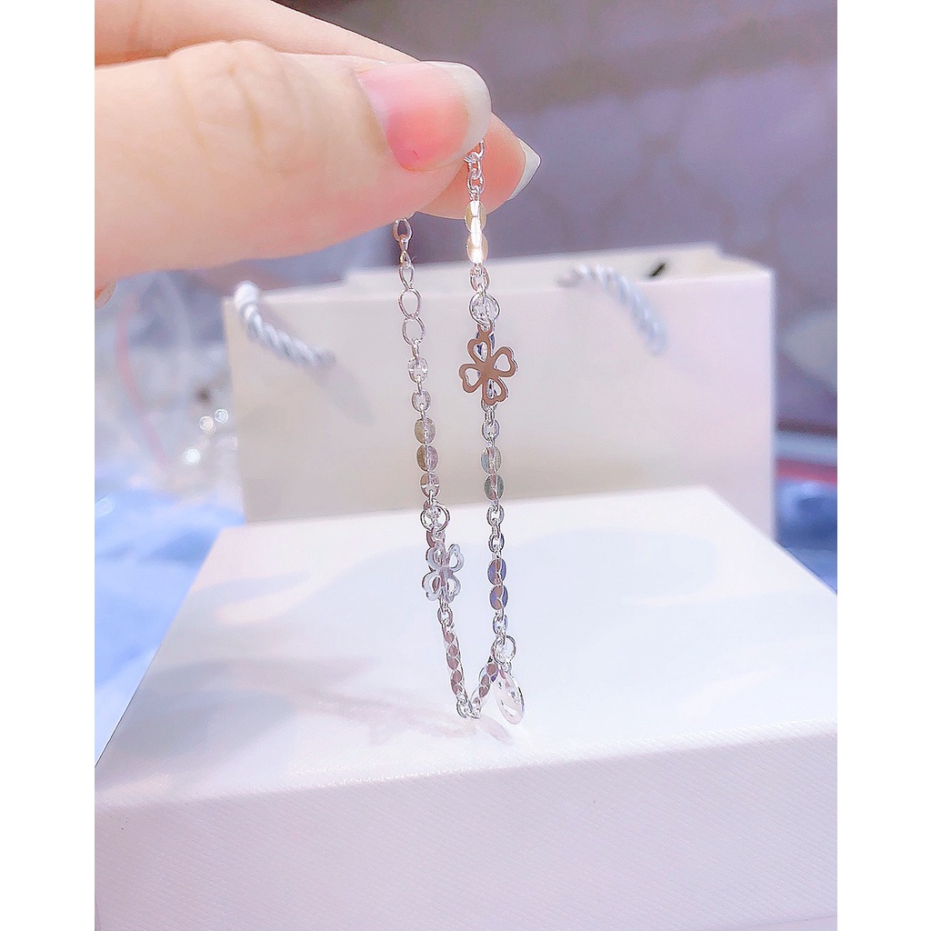 Lắc tay bạc nữ cỏ bốn lá bạc ta Minh Tâm Jewelry
