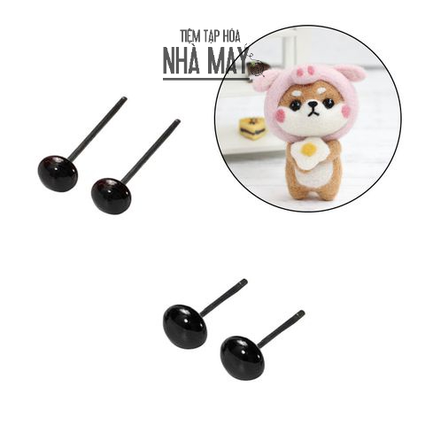 Mắt nhựa gắn thú đen dẹt (10 đôi)