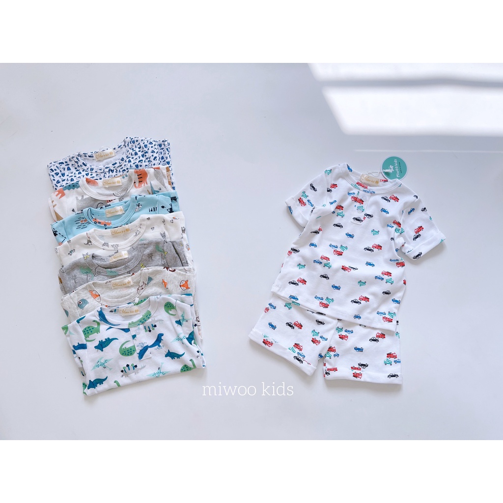 Bộ thun đùi bé trai Miwoo kids họa tiết cá tính phối lai lật xịn sò bảng màu 2