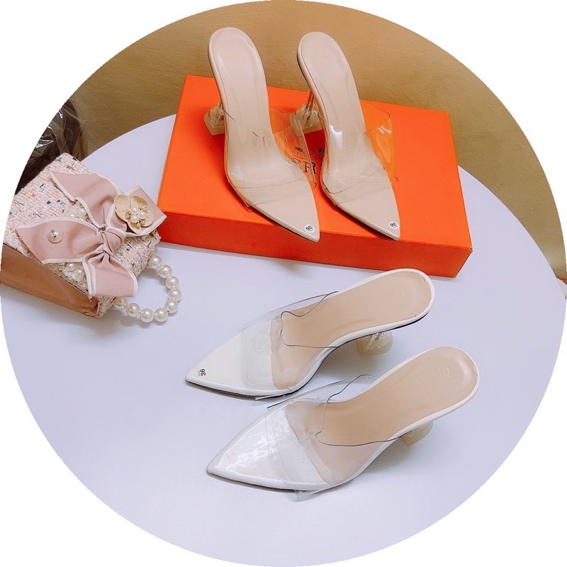 Bán Sỉ-Guốc cao gót mũi nhọn quai trong gót ly 8cm siêu chảnh