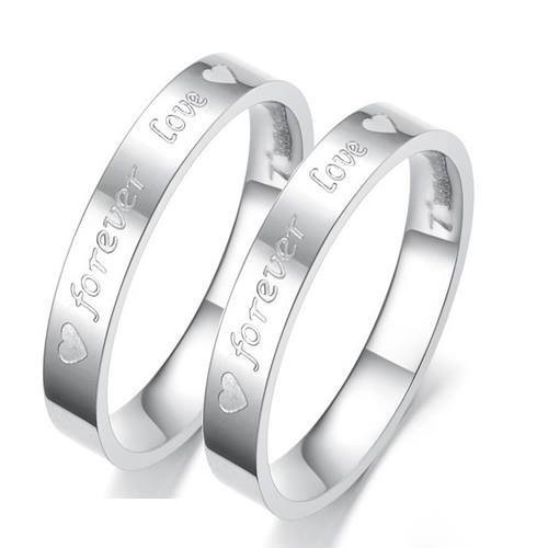 Nhẫn inox chữ forever love màu trắng