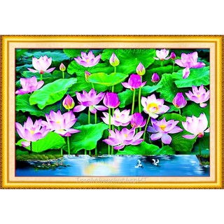 Tranh đính đá Đầm sen 90*53cm VS136 - tự đính