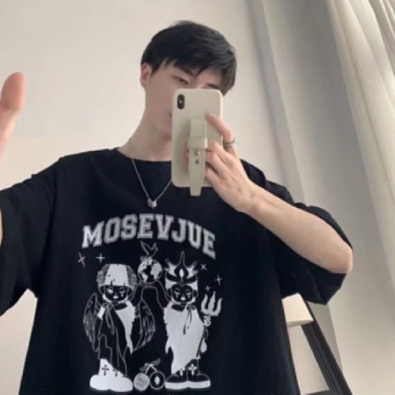 Áo Thun Tay Ngắn Dáng Rộng In Chữ Phong Cách Nhật Bản Thời Trang Mùa Hè Cho Nam Và Nữ