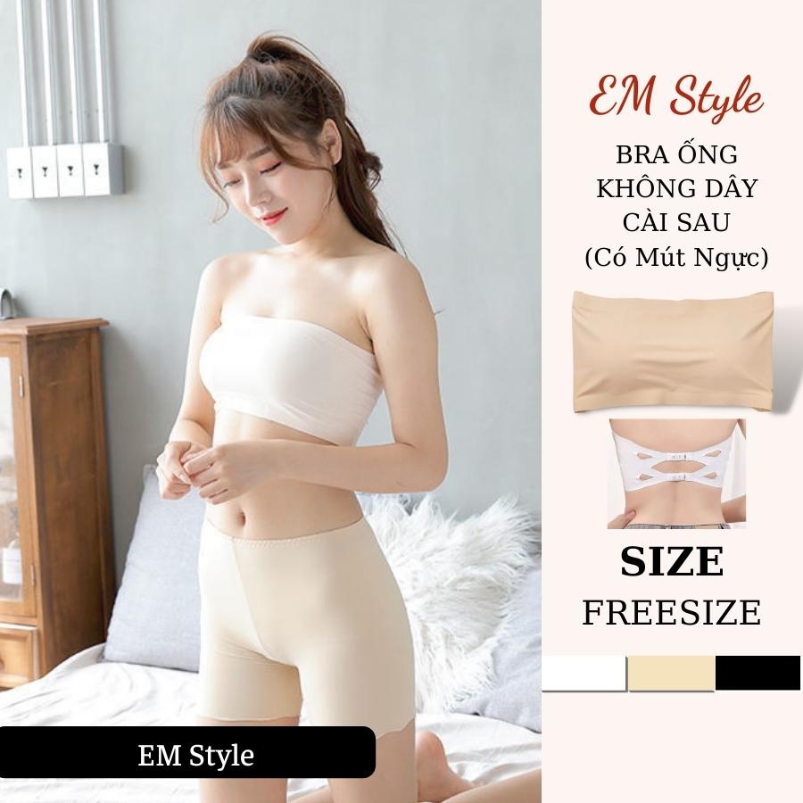 Áo quây ngực ống cài sau đen trắng da dáng ngắn co giãn sexy bra croptop không dây thun phông trơn ôm body EMSTYLE8883