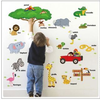 decal dán tường từ vựng con vật