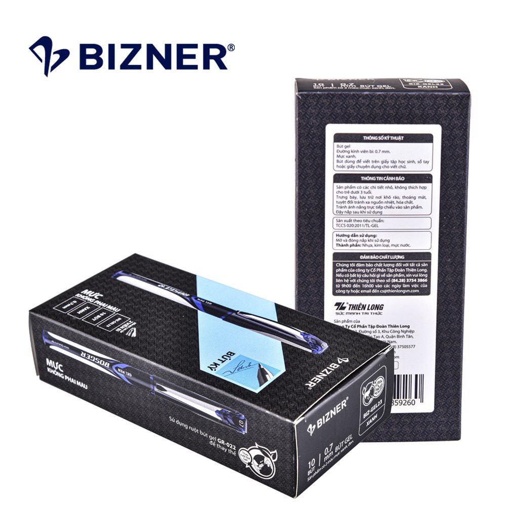 Bút Gel 2 Đầu Bi Thiên Long Bizner Cao Cấp BIZ-GEL23- 2 màu mực Xanh/ Đen