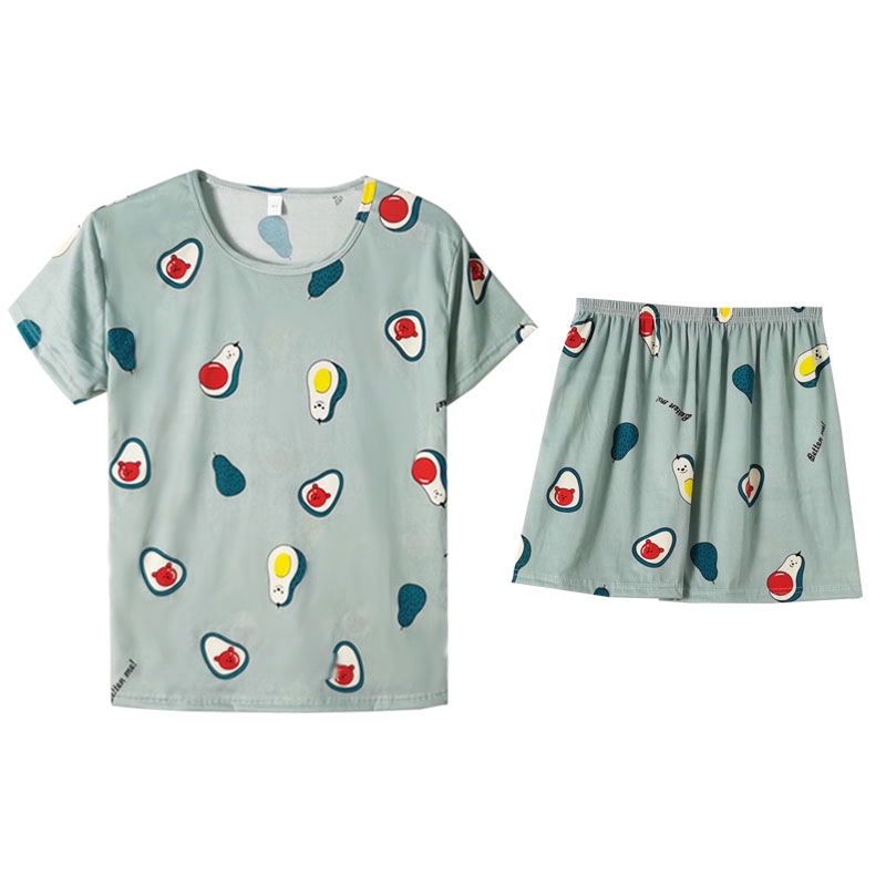 xiaohan korea summer short sleeve sleepwear sleeping wear women cute printed loose Large size round neck nightwear sets female pajama suit | BigBuy360 - bigbuy360.vn