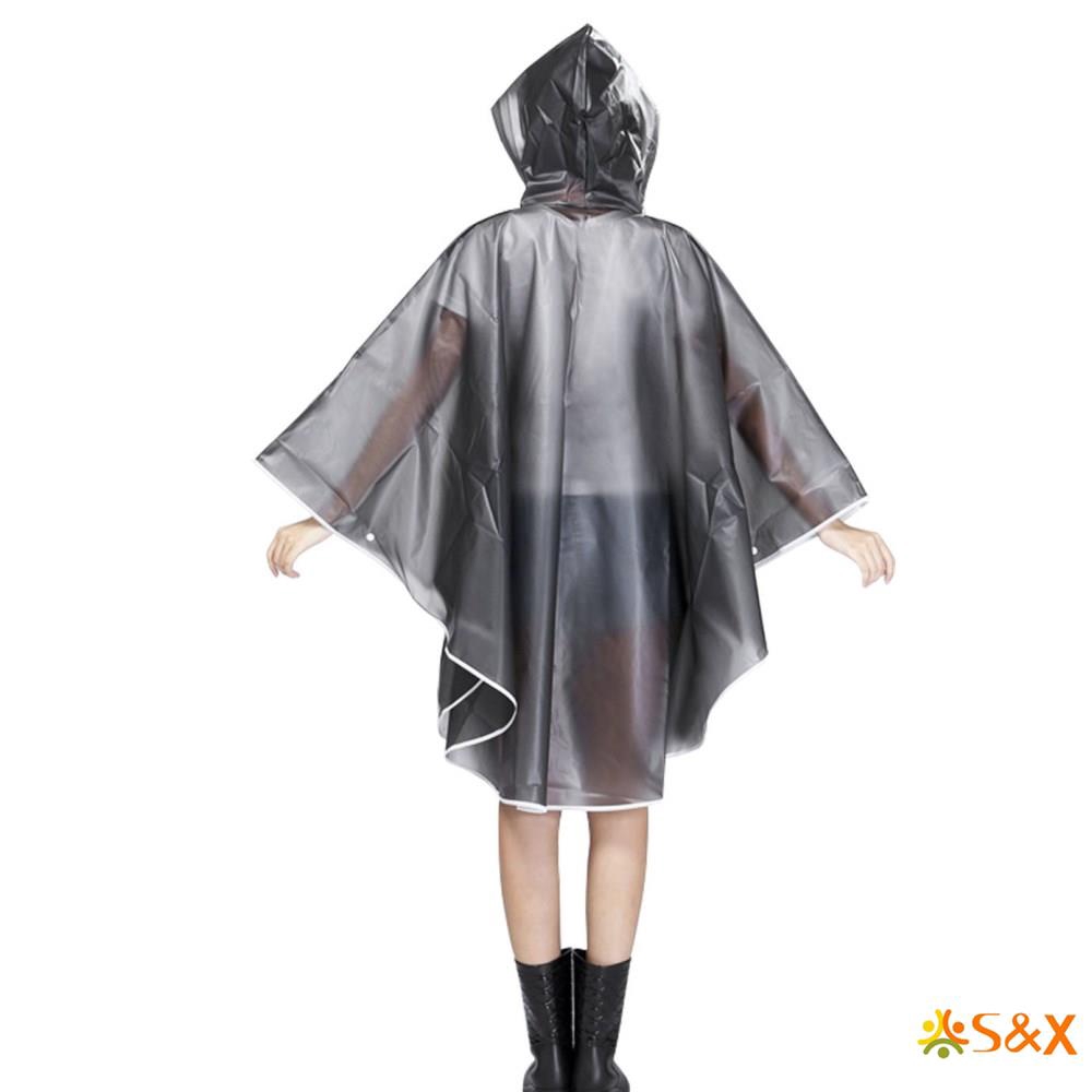 S&X Outdoor Camping Cycling Trekking Cloak Style EVA Hooded Raincoat Jacket for Women