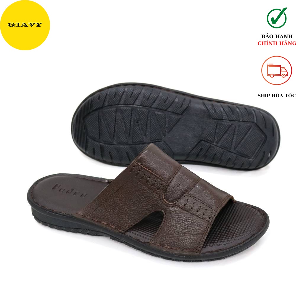 Dép nam quai da, dép nam trung niên, đế dúc L0018 - GIÀY GIAVY