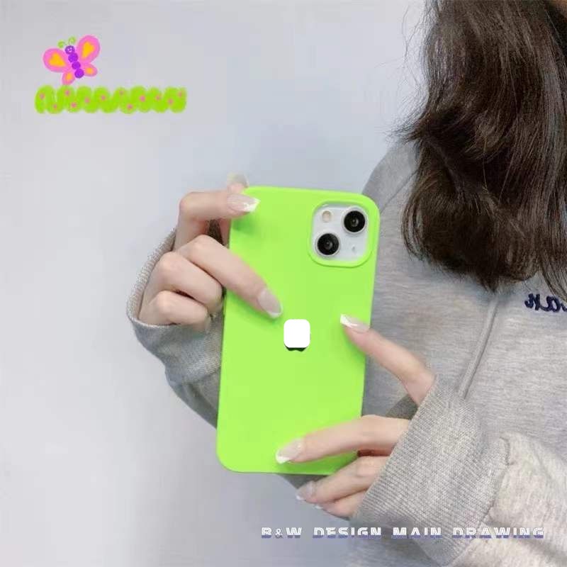 Ốp điện thoại silicon mềm xanh lá dạ quang chống trượt cho compatible for iPhone 13 12 11 promax X XS XR SE2 13/12 mini 6 6S 7 8 plus