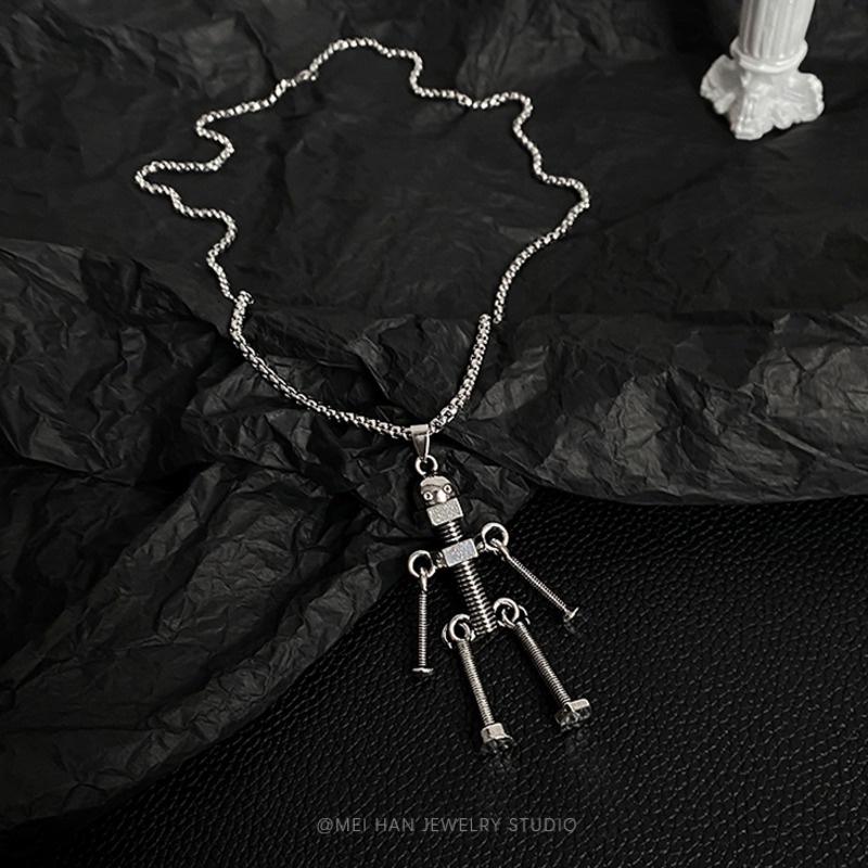 Dây Chuyền Vòng Cổ Nam Nữ Thép Titan Mặt Hình Robot Trẻ Trung Hợp Thời Trang - Maxshopdoc