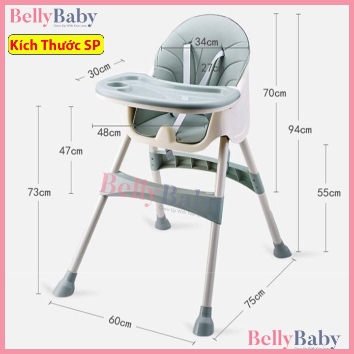 Ghế Ăn Dặm Belly Baby Thiết Kế Cao Cấp Full Phụ Kiện, Lắp Đặt Dễ Dàng