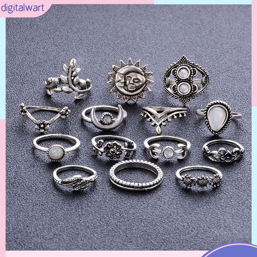 Set 14 nhẫn hợp kim kiểu dáng đa dạng thời trang cho nữ