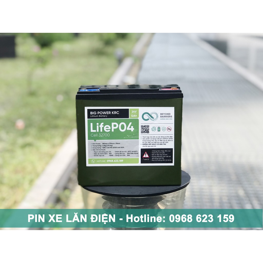 PIN XE LĂN ĐIỆN 24V 12Ah - PIN BIG POWER KRC Lithium Battery | LifeP04 Cell 32700