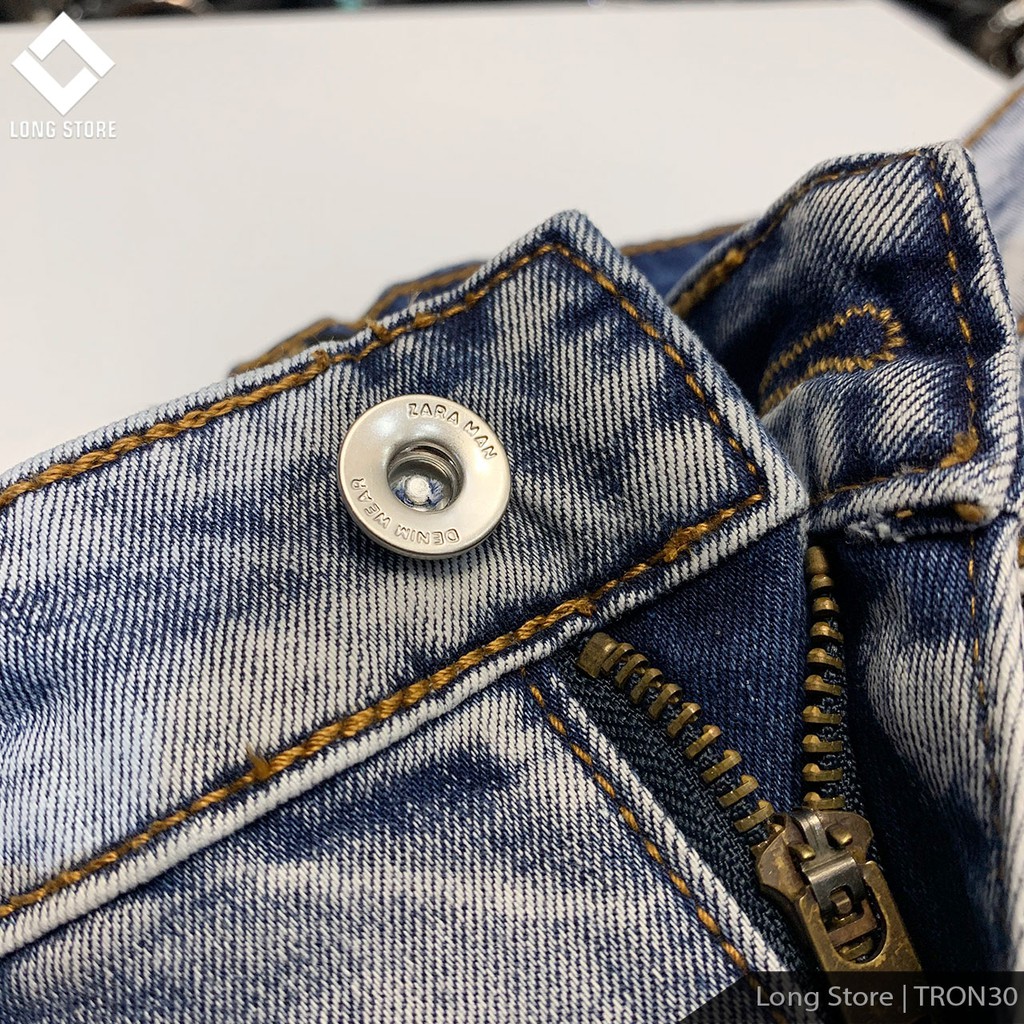 Quần jean nam trơn ZA.RA dáng ôm màu xanh bạc nhạt, chất vải bò cotton spandex co giãn 4 chiều [Có Big Size] Tron30 | BigBuy360 - bigbuy360.vn