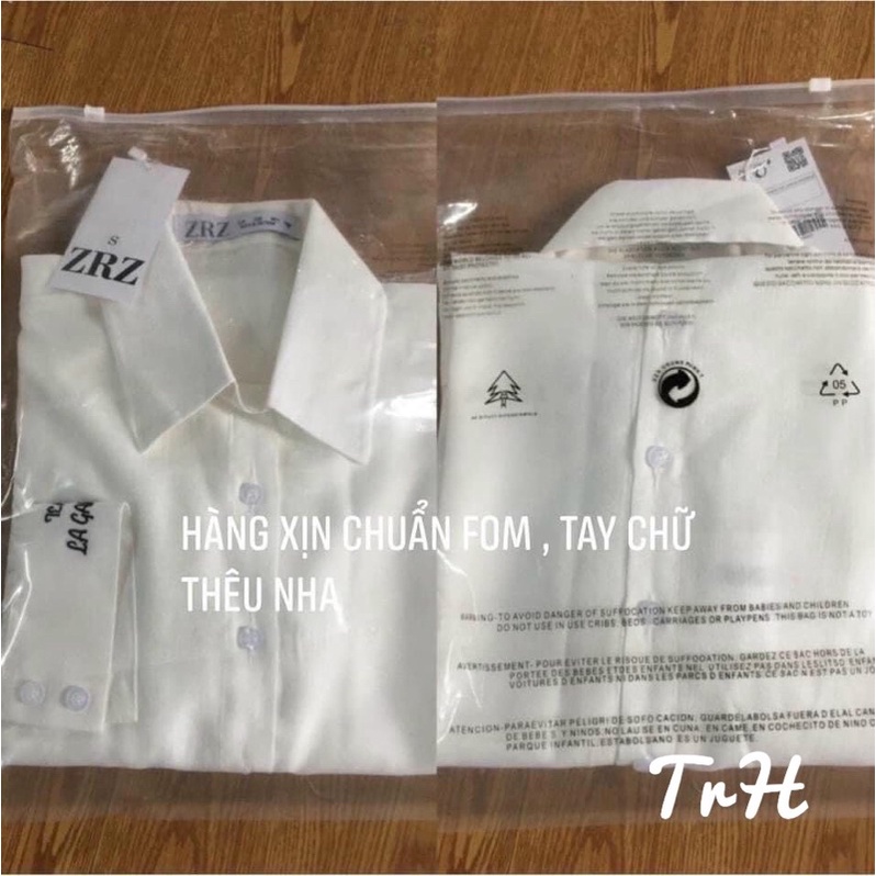 Sơmi trắng tay chữ thêu