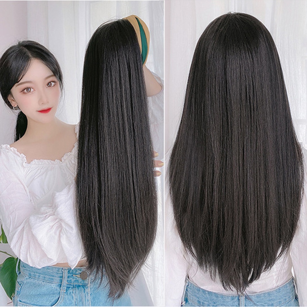Tóc giả thẳng dài màu đen tự nhiên có kẹp tiện dụng 2LIFE