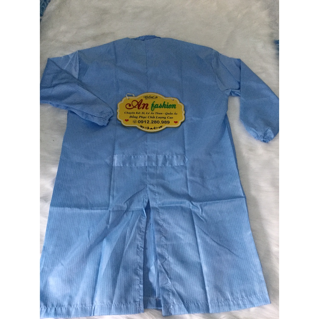 Áo blouse phòng sạch chống tĩnh điện kéo khóa cổ bẻ mặc phòng lab _ Hình chụp thật