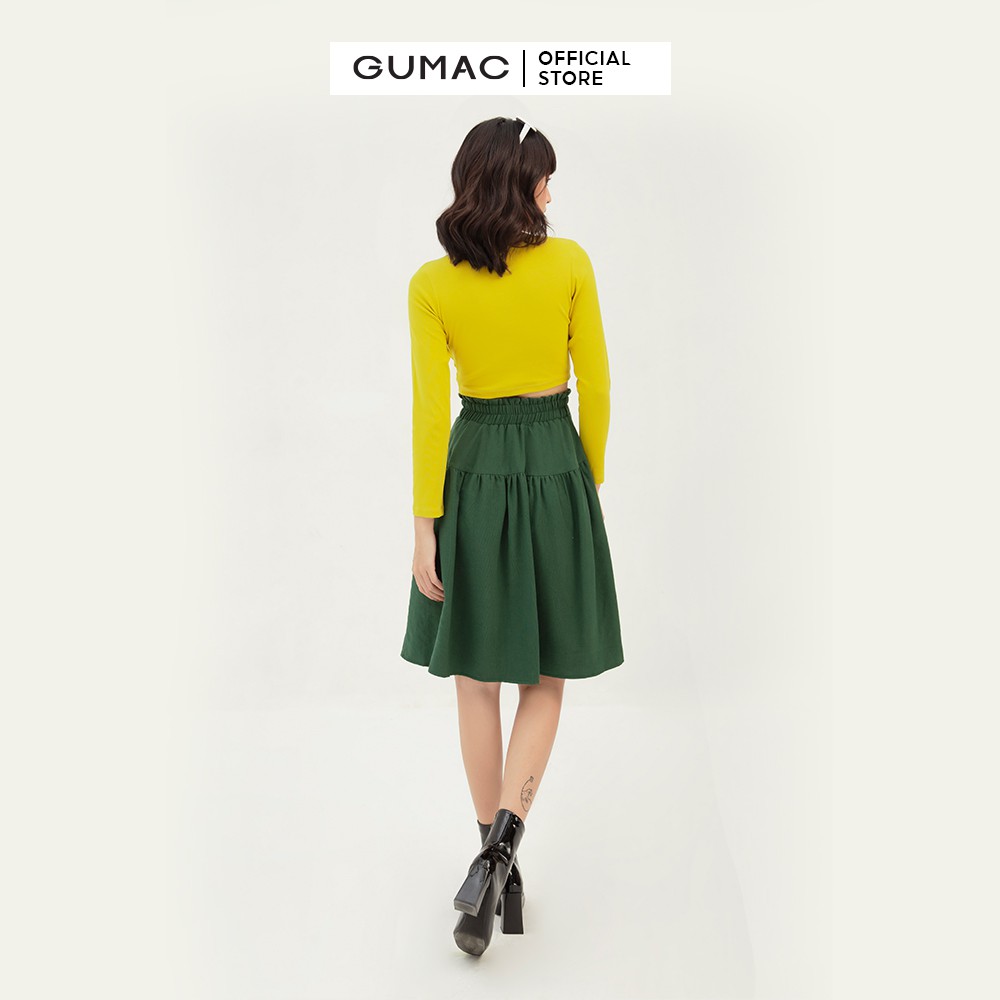 [Mã WABR2711 giảm 10% đơn 250K] Chân váy nữ xòe lưng thun GUMAC kiểu dáng vintage màu xanh VB3119 | BigBuy360 - bigbuy360.vn