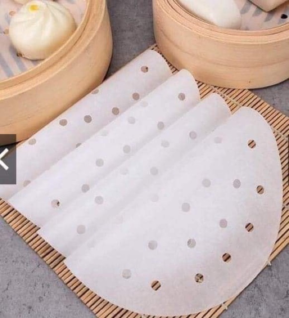 Set 100 Giấy Nến Đục Lỗ Tròn Dùng Cho Nồi Chiên Không Dầu Size 23cm Dùng Cho Nồi 5-7L