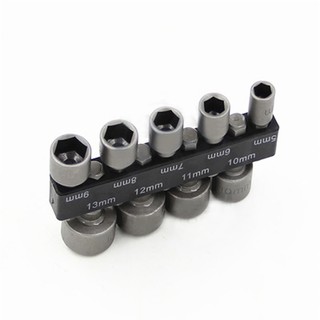 9pcs/set 5mm-13mm Socket Bits Adapter Set Hex Drill Nut Driver Power Shank 1/4"