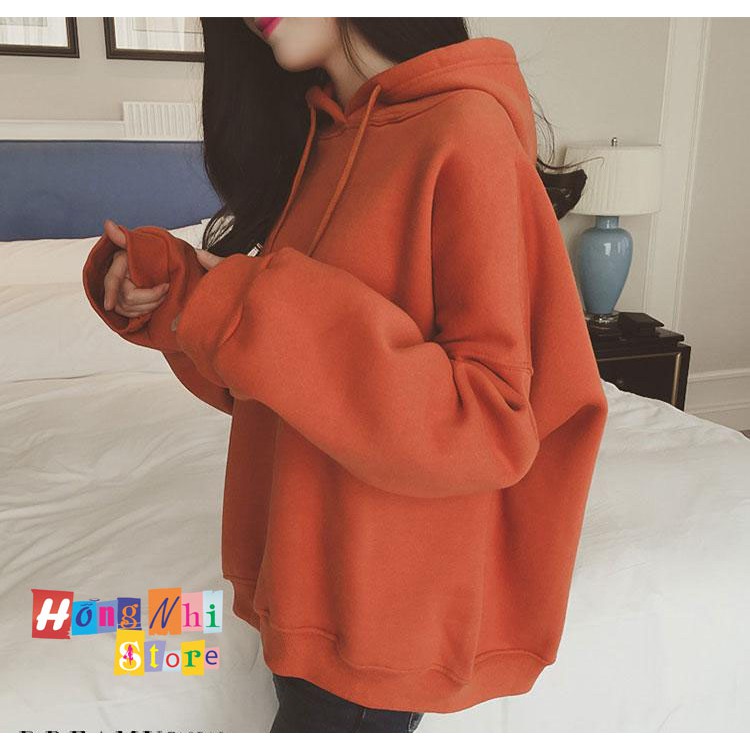 Áo Hoodie Trơn Màu Cam Đất Cao Cấp Dáng Rộng Unisex Nam Nữ Mặc Được - MM