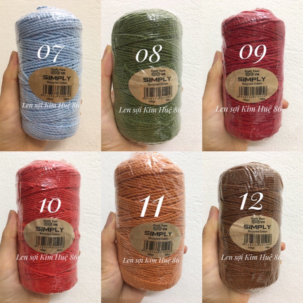 Sợi Simply cotton 150gr ( từ màu 13 đến màu 24)