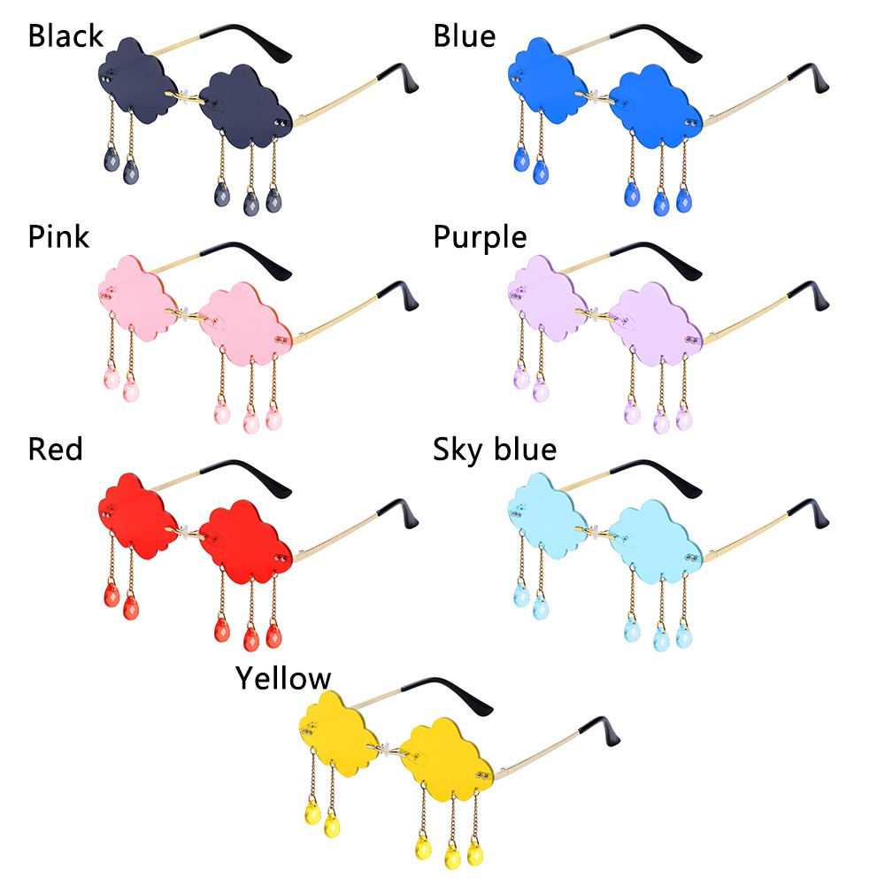 Kính râm không viền chống UV400 hình đám mây phối tua rua thời trang disco cổ điển nhiều màu tùy chọn cho nam và nữ gent | BigBuy360 - bigbuy360.vn