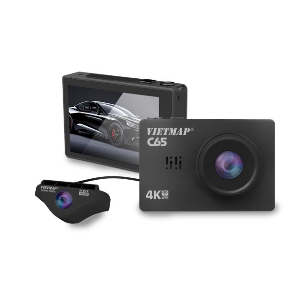 Camera hành trìnhT4, Vietmap C65 (Ghi hình trước sau+Cảnh báo giao thông bằng giọng nói+Wifi +Thẻ nhớ 16gb)