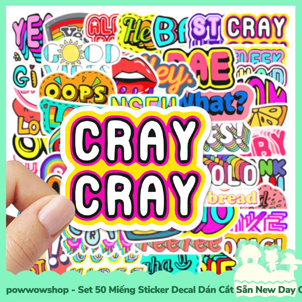 [Sẵn VN - Hỏa Tốc] Set 50 Miếng Sticker Decal Cắt Sẵn DIY Dán Trang Trí Vật Dụng Mẫu New Days Quotes Typography