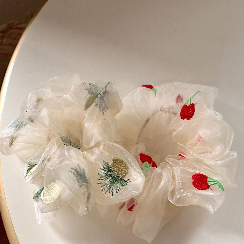 Dây Buộc Tóc Co Dãn Thêu Họa Tiết Trái Cây Phong Cách Hàn Quốc  (Hair Scrunchies)