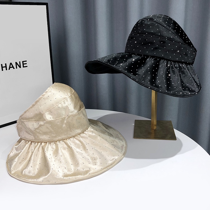 Nón Tai Bèo Vải Mỏng Đính Đá Chống Nắng Thời Trang Mùa Hè Cho Nữ