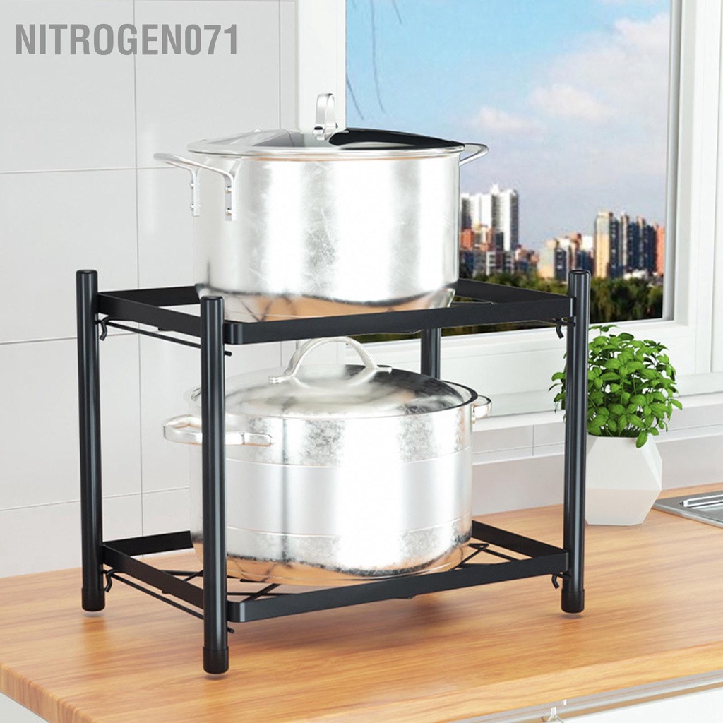 Kệ Để Đồ Đa Năng Inox Sơn đen tĩnh điện nhiều lớp an toàn, Giá để nồi nhà bếp đỡ chảo đứng miễn phí Nitrogen071