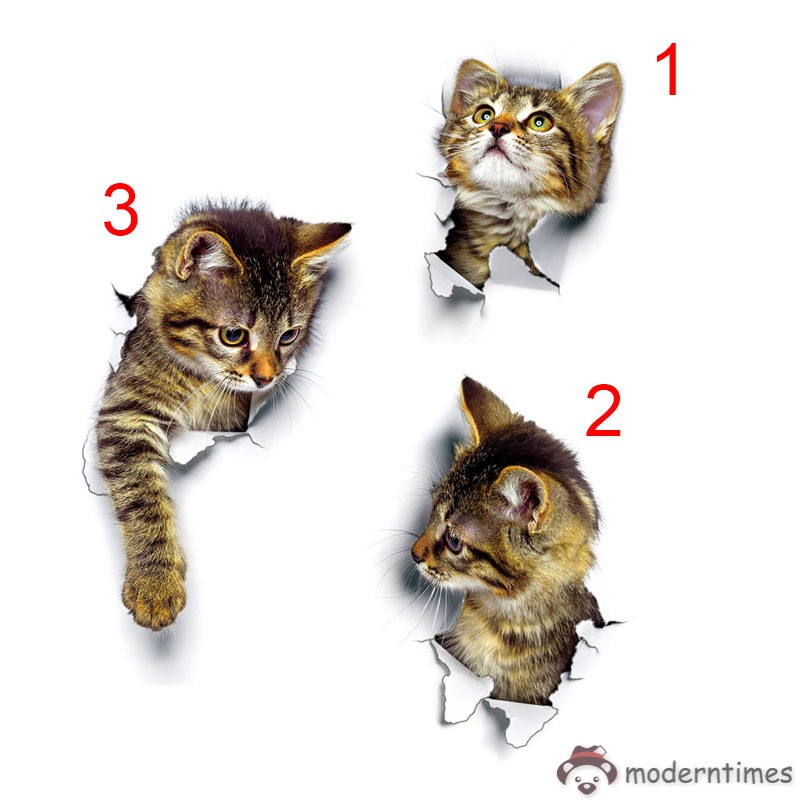 Miếng Dán Trang Trí Hình Mèo 3d Đáng Yêu