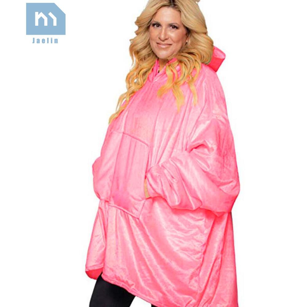 Jae【Ready Stock】Oversize Winter Fleece Warm Hoodies Sweatshirts Unisex Pocket Robe Blanket