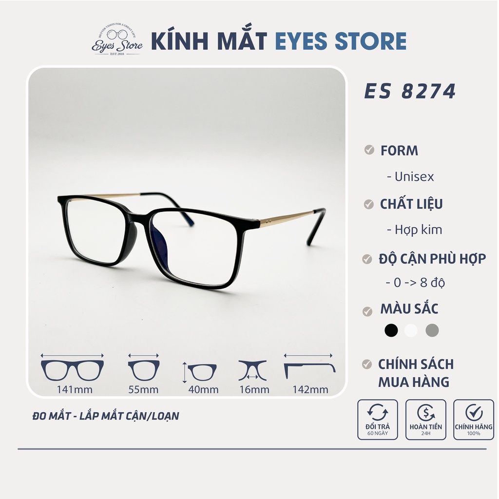 Gọng Kính Cận Nam Nữ EYESSTORE 8274 - Hợp Kim
