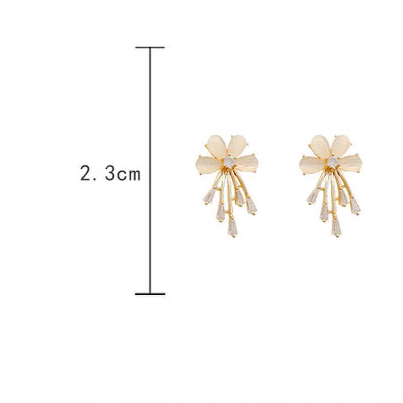 Khuyên Tai Đính Đá Opal Hình Học Tua Rua Đơn Giản Thời Trang Mới Cho Nữ