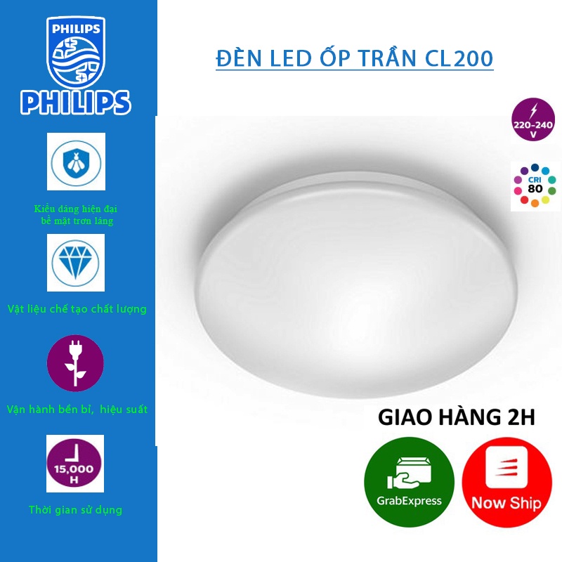 Đèn Led Ốp Trần PHILIPS CL200 - 6W - Đường Kính 255 mm - Ánh Sáng Trắng - Bảo Hành 2 Năm (1 Đổi 1)