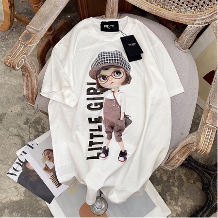 Áo thun nữ Unisex tay lỡ Freesize, áo phông nữ LITTLE GIRL form rộng, in hình 3D, kiểu nữ, in 3D