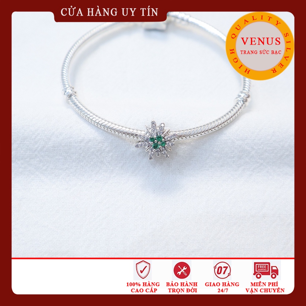 Charm bạc firework xanh lá- Trang sức bạc Venus